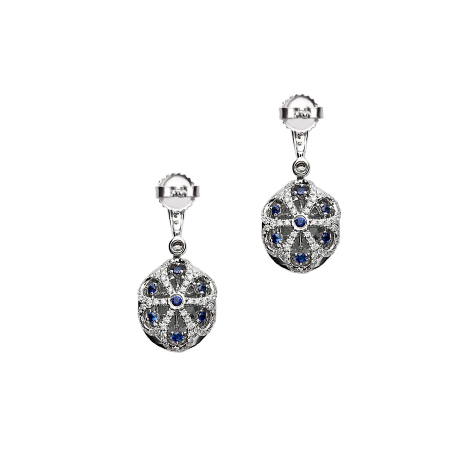 Pastel Diamond Double Halo Oval Drop Earring