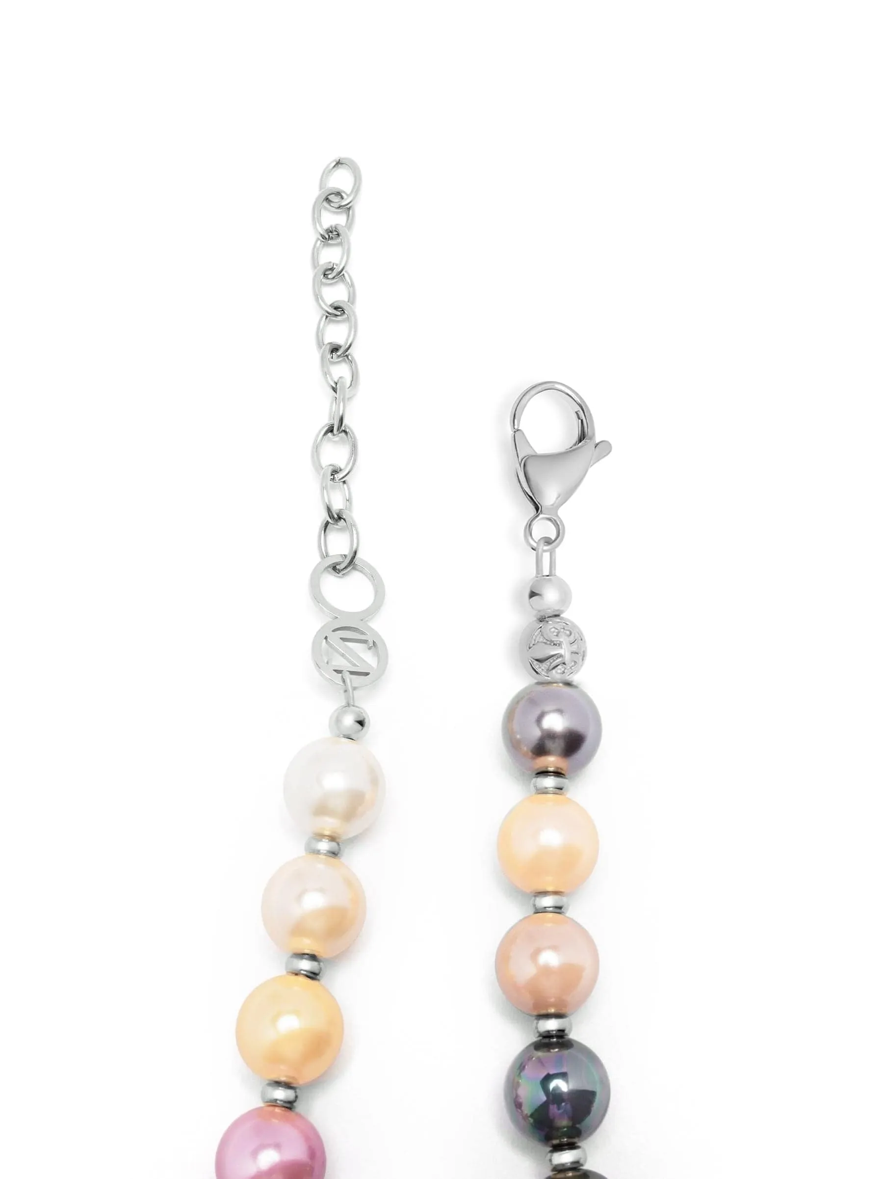 Pastel Pearl Necklace with Silver