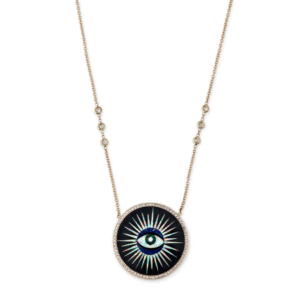 PAVE ONYX INLAY EYE NECKLACE