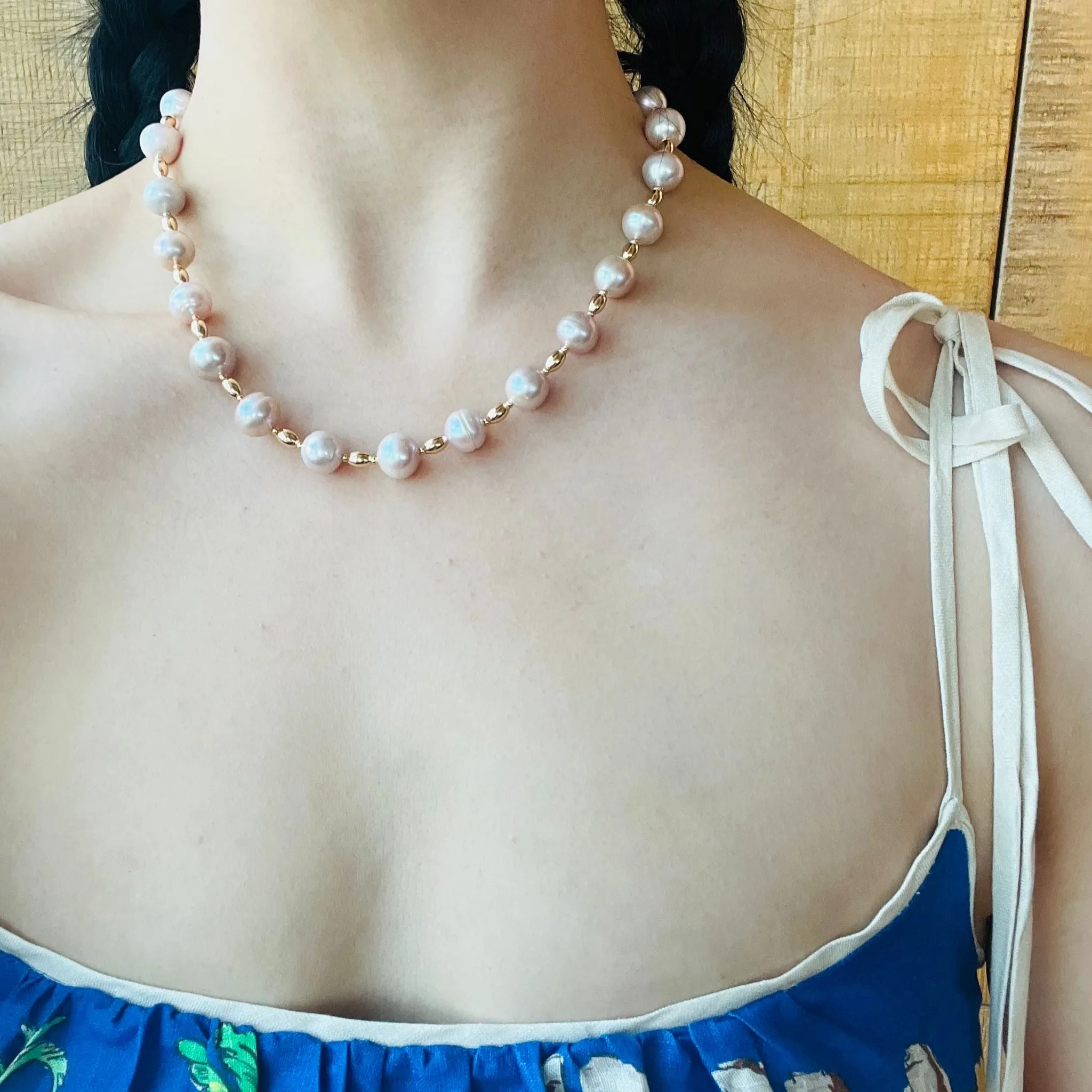 Peach Baroque Pearl Necklace