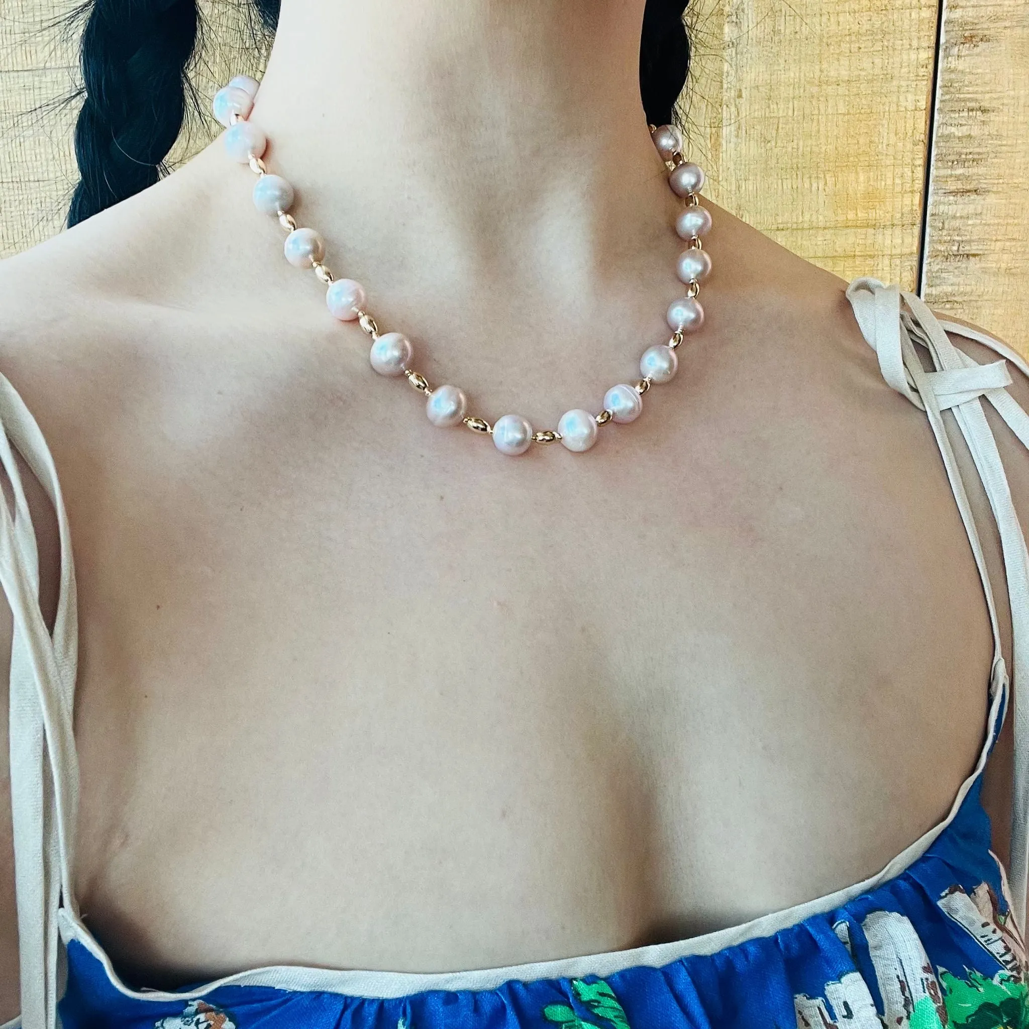 Peach Baroque Pearl Necklace