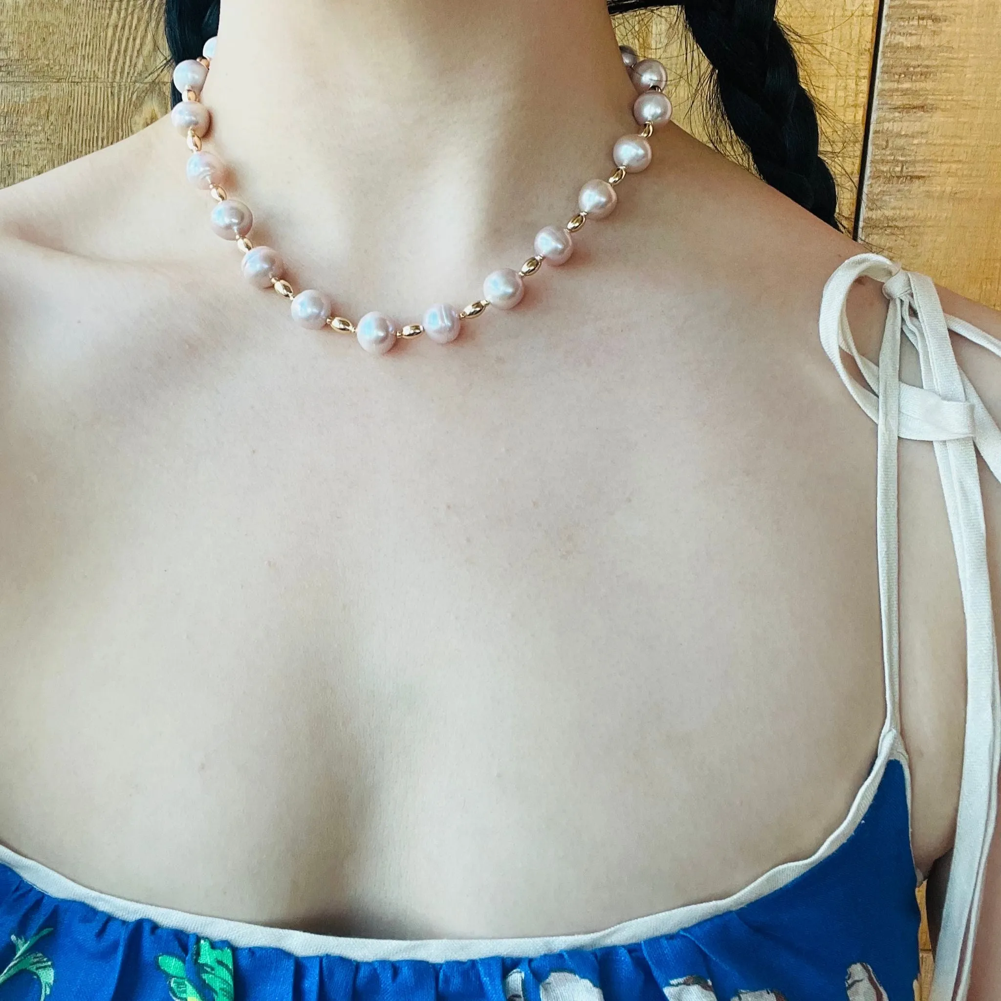 Peach Baroque Pearl Necklace