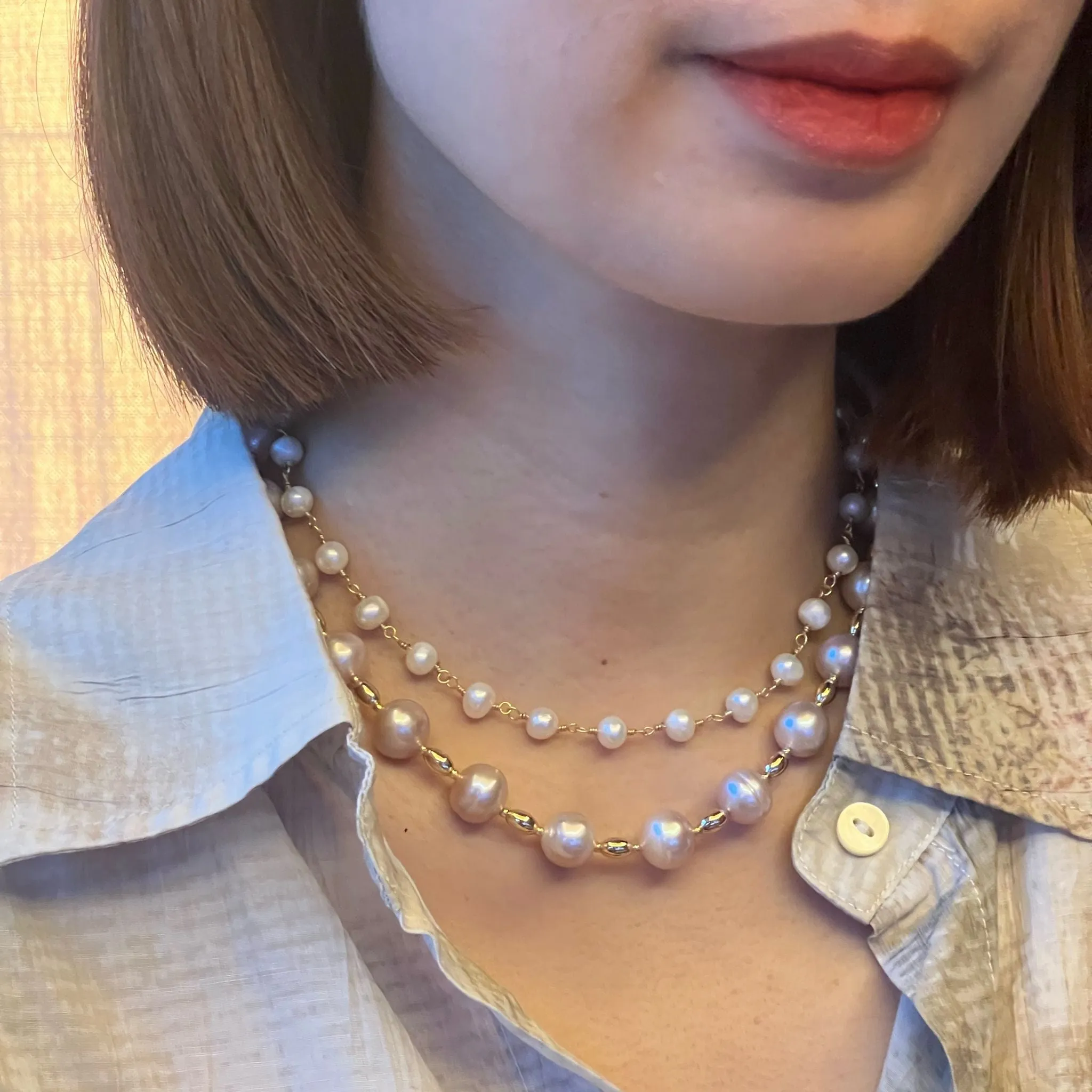 Peach Baroque Pearl Necklace