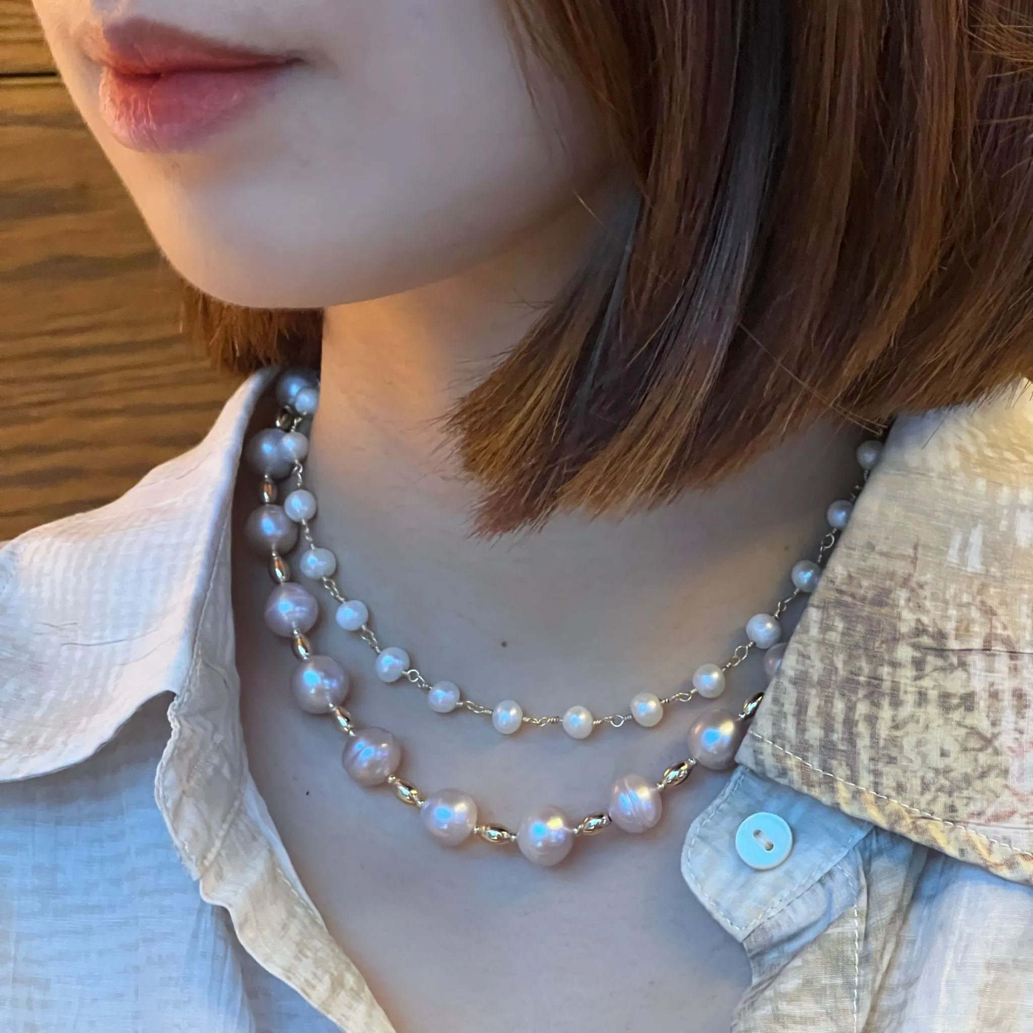 Peach Baroque Pearl Necklace