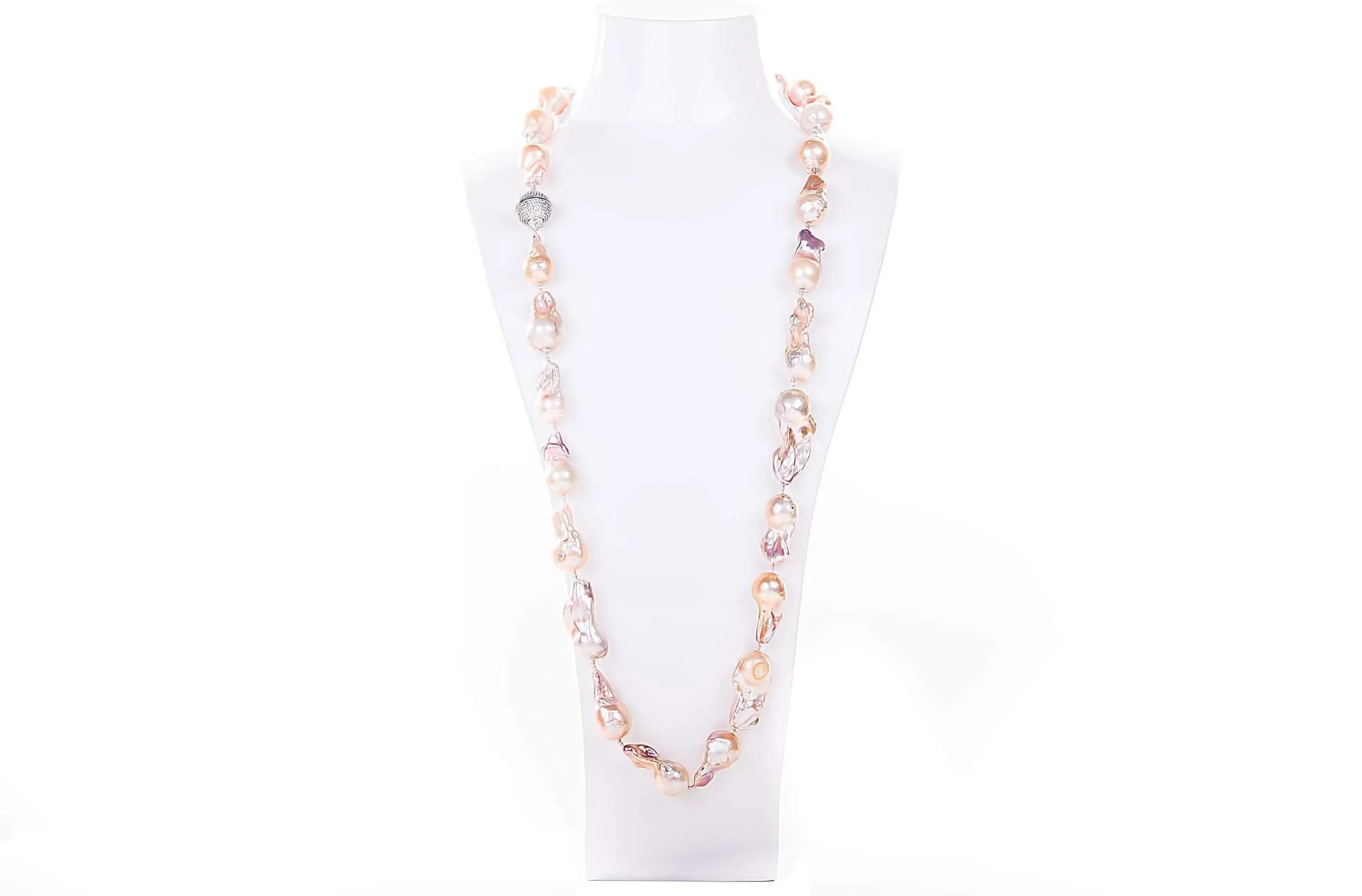 Peach Culture Freshwater Baroque Pearl Necklace 15mmx30mm