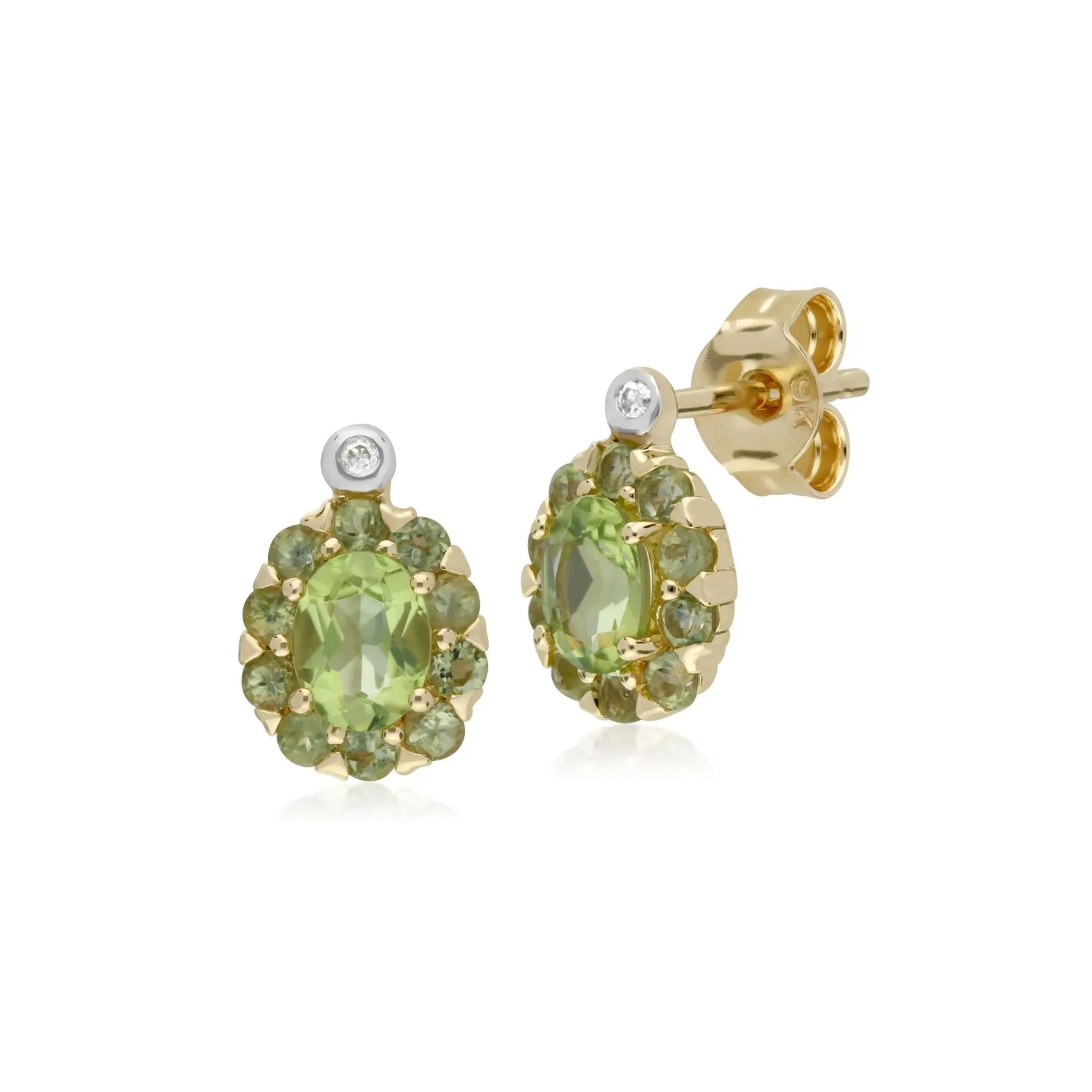 Peridot & Diamant Ovale Trauben Ohrringe in 9ct Gelb Gold