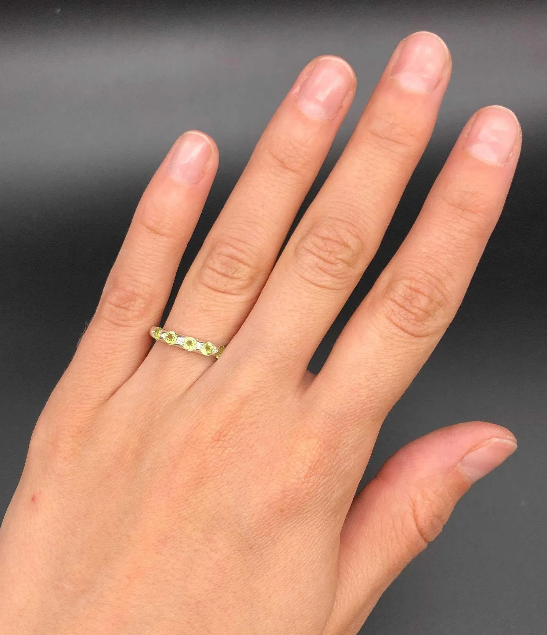 Peridot Band - Green Stackable Ring - Dainty Eternity Band