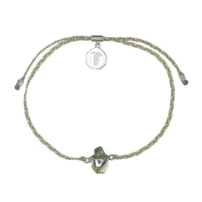 PERIDOT CRYSTAL BRACELET - SAGE GREEN AND CREAM - SILVER