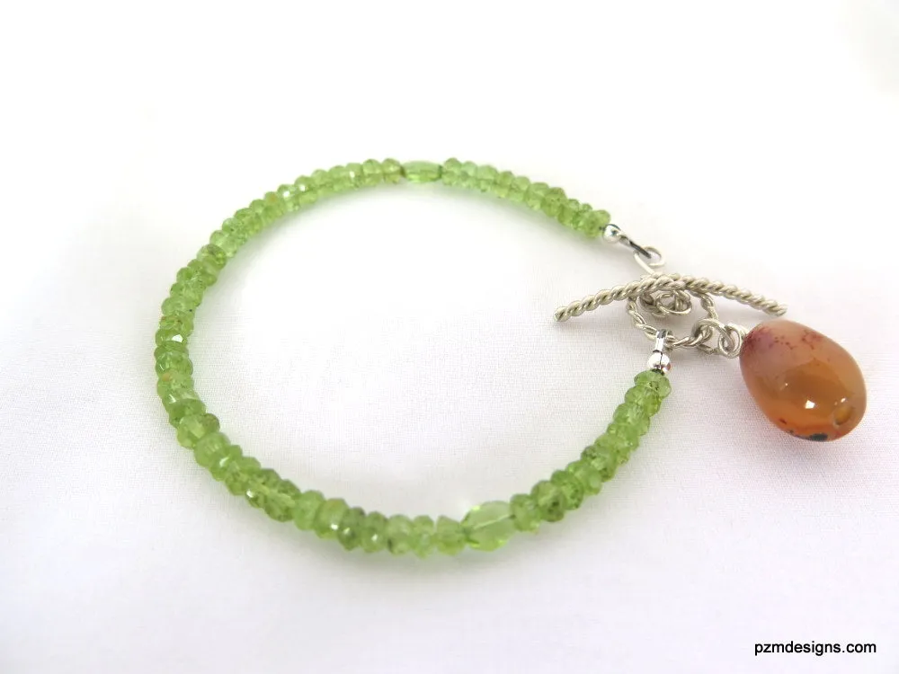 Peridot Gemstone Bracelet, August Birthstone Gift for Her