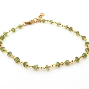 Peridot Gemstone Wire Wrapped 14k Gold Filled Bracelet