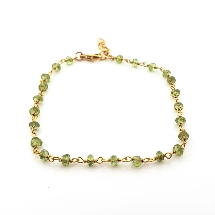 Peridot Gemstone Wire Wrapped 14k Gold Filled Bracelet