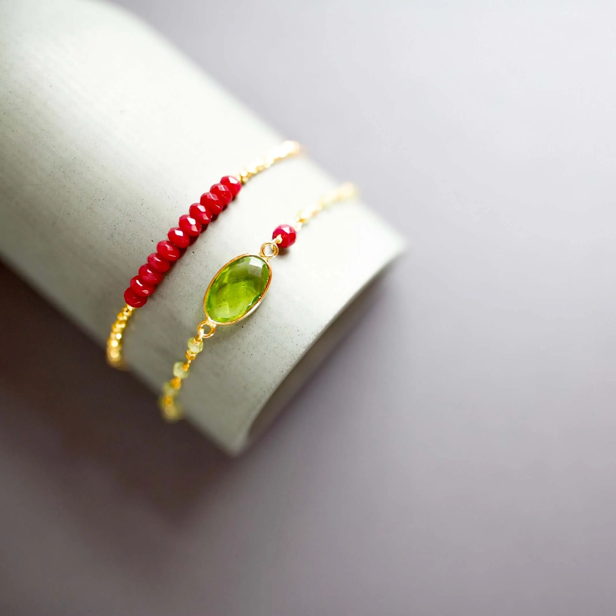 Peridot Quartz Adjustable Gemstone Bracelet