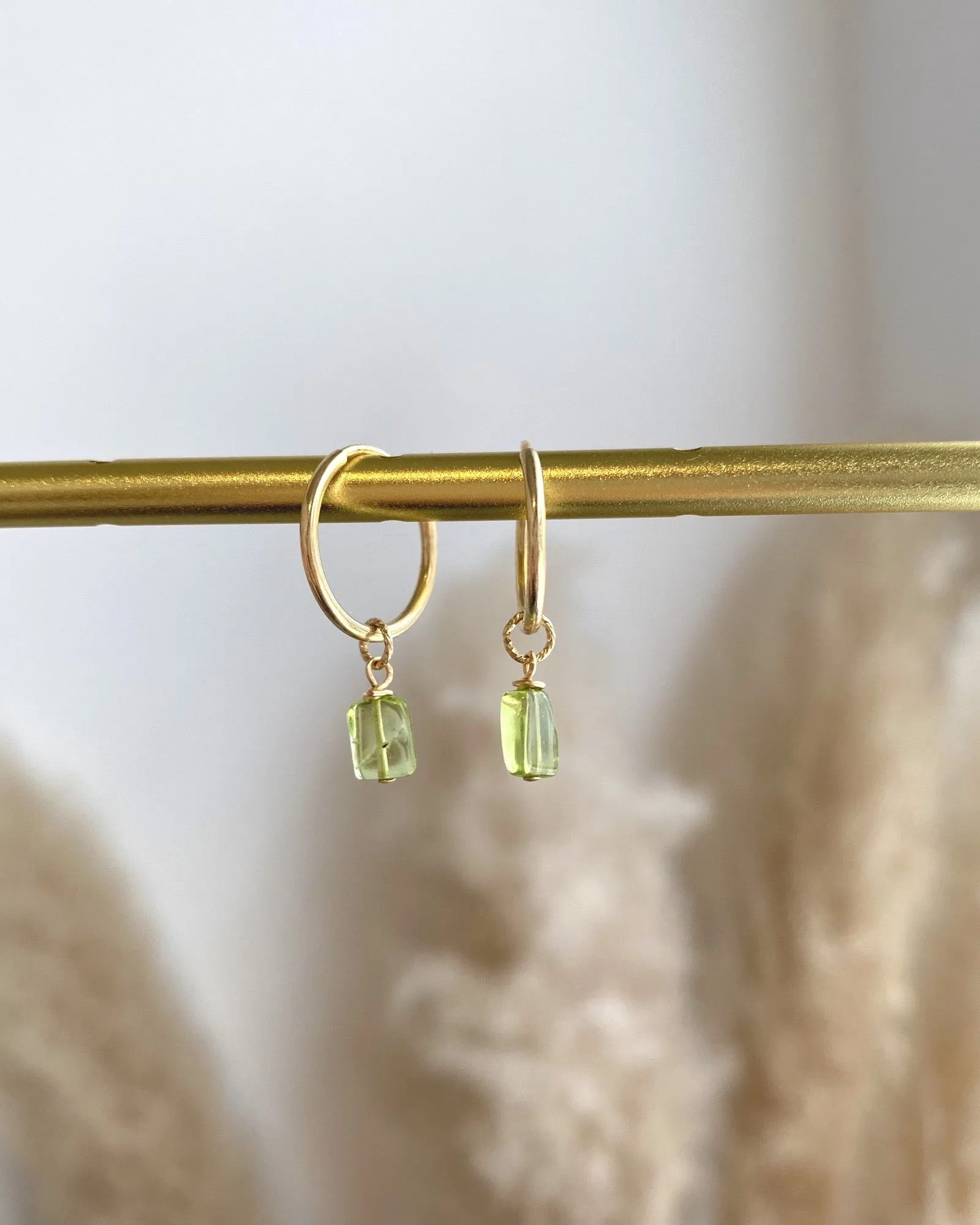 Peridot Square Mini Infinity Hoops