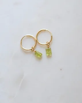 Peridot Square Mini Infinity Hoops