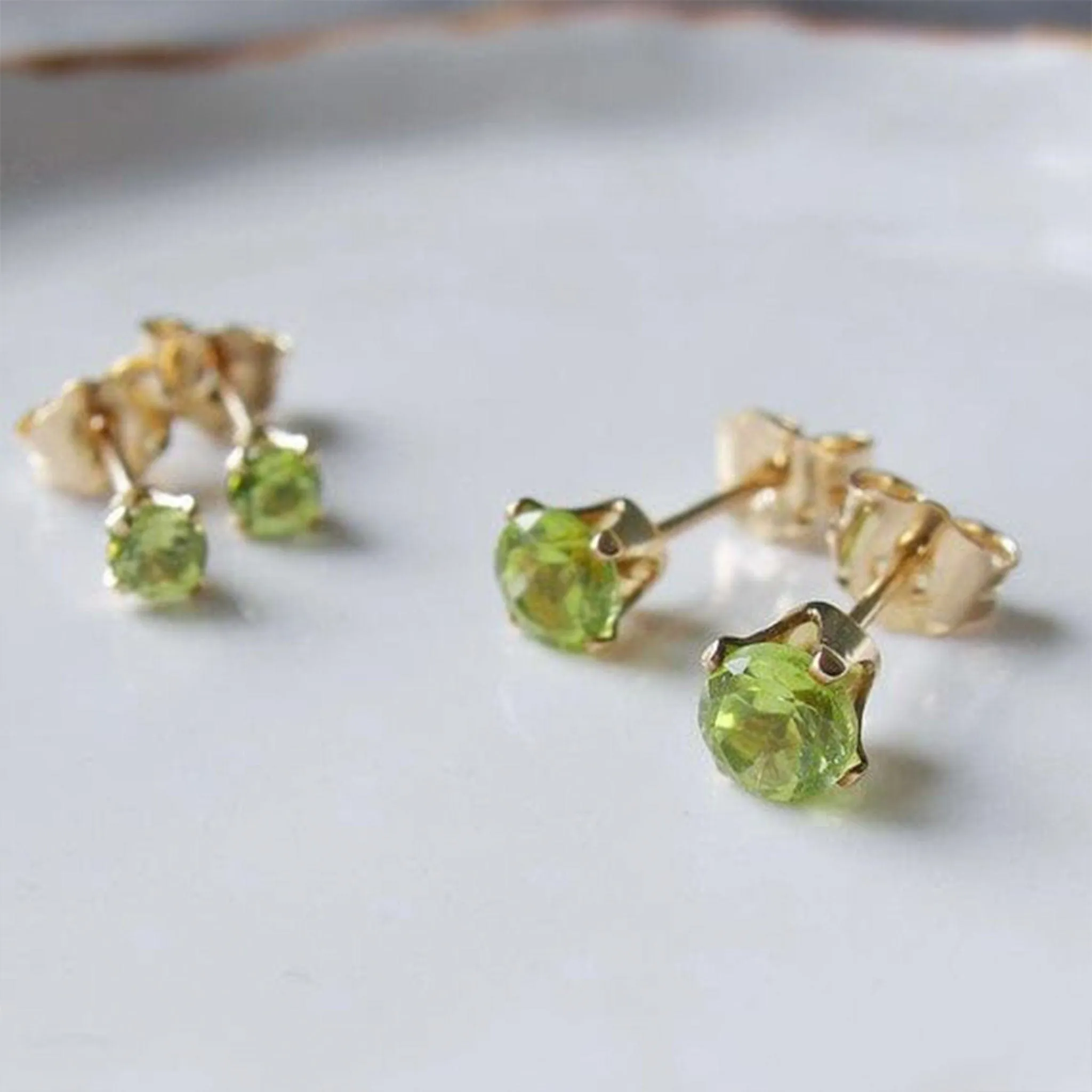 Peridot Stud Birthstone Earrings, Gold - Silver | By Lunar James