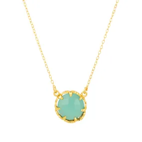 Petite Gemstone Aqua Chalcedony Necklace