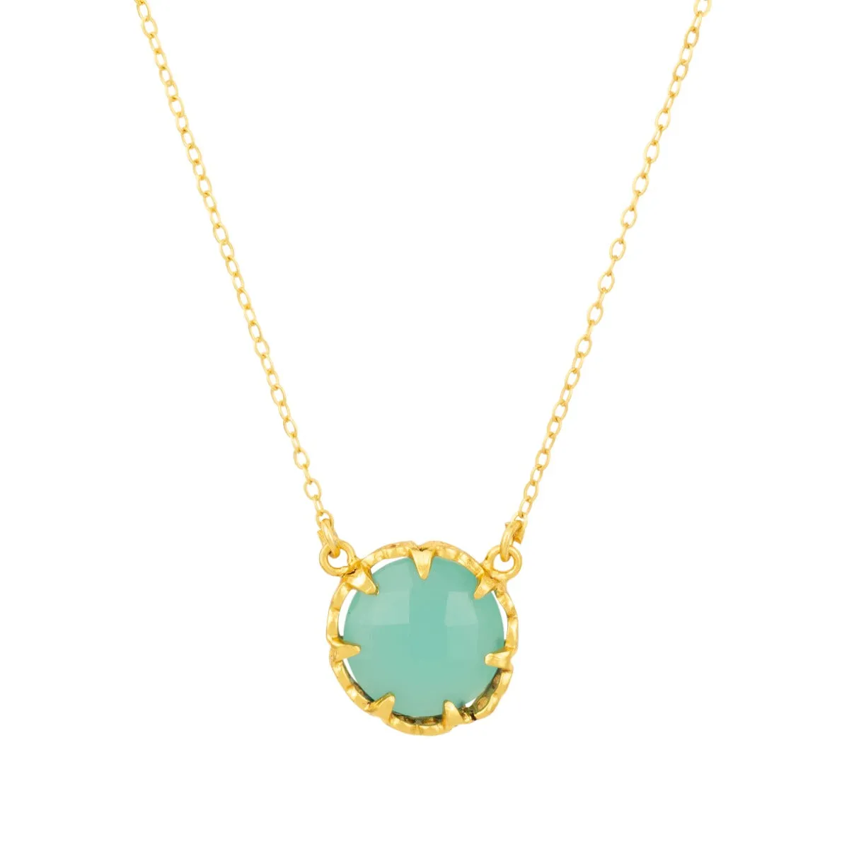 Petite Gemstone Aqua Chalcedony Necklace