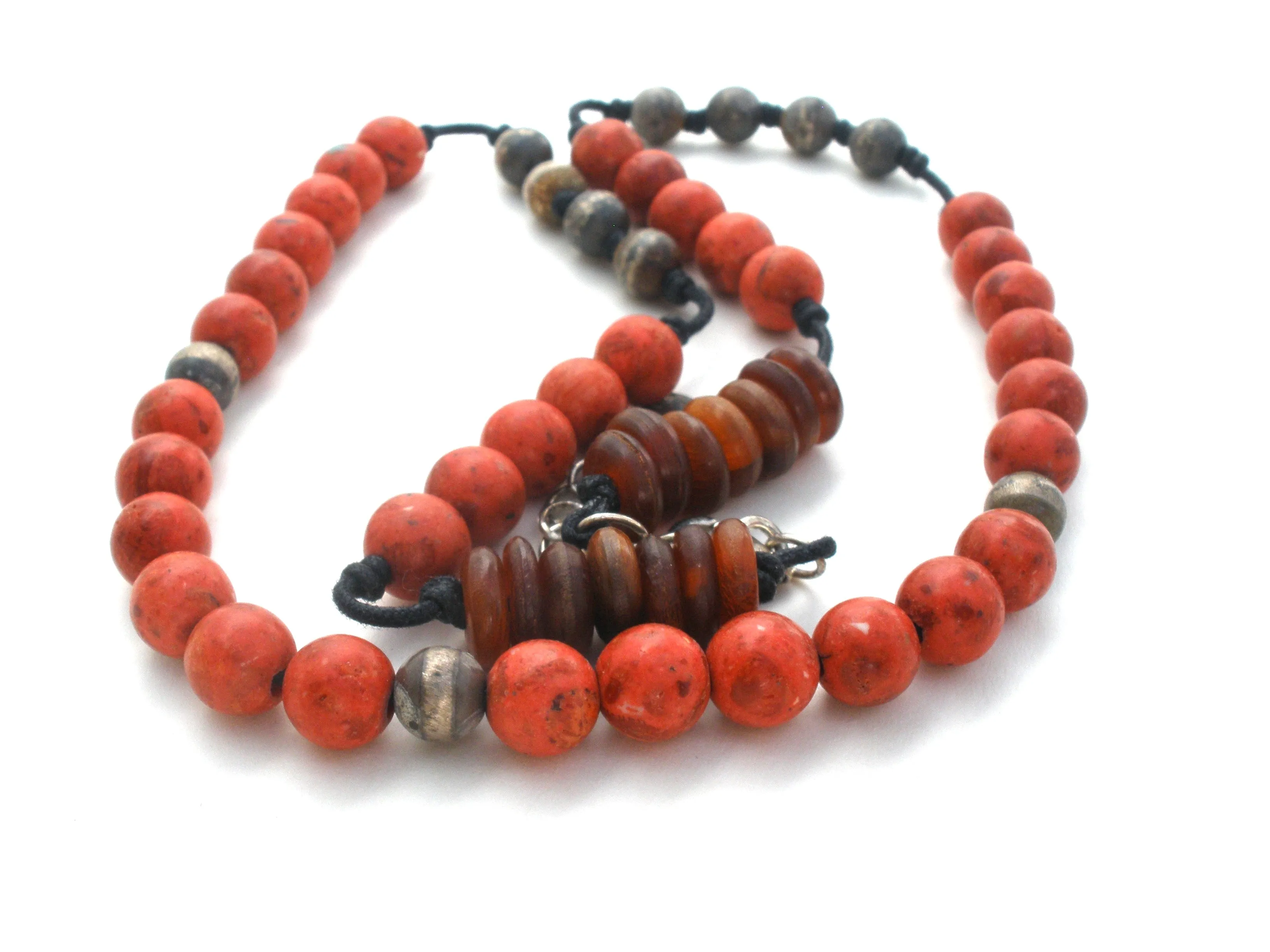 Peyote Bird Coral & Carnelian Necklace 925