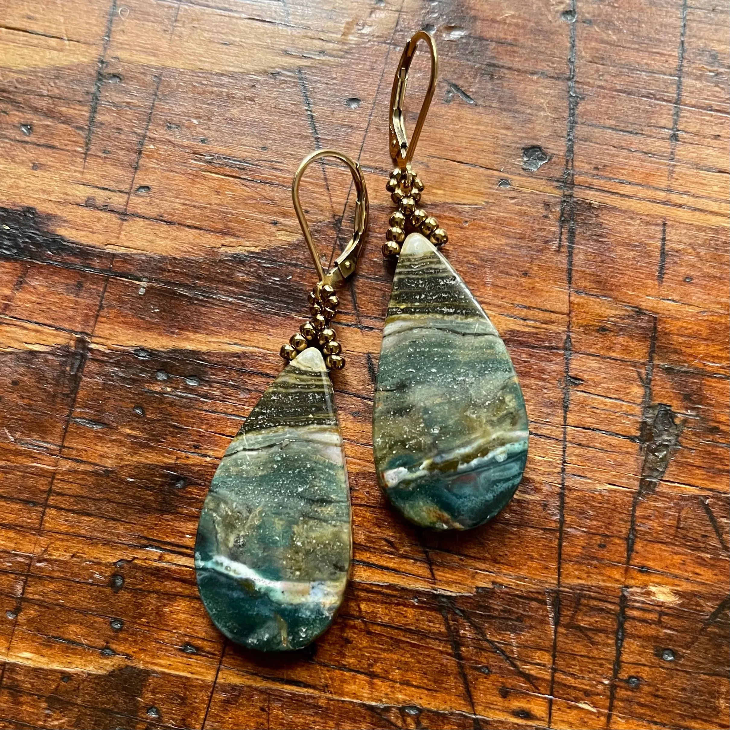 Picture Jasper Stone Earrings