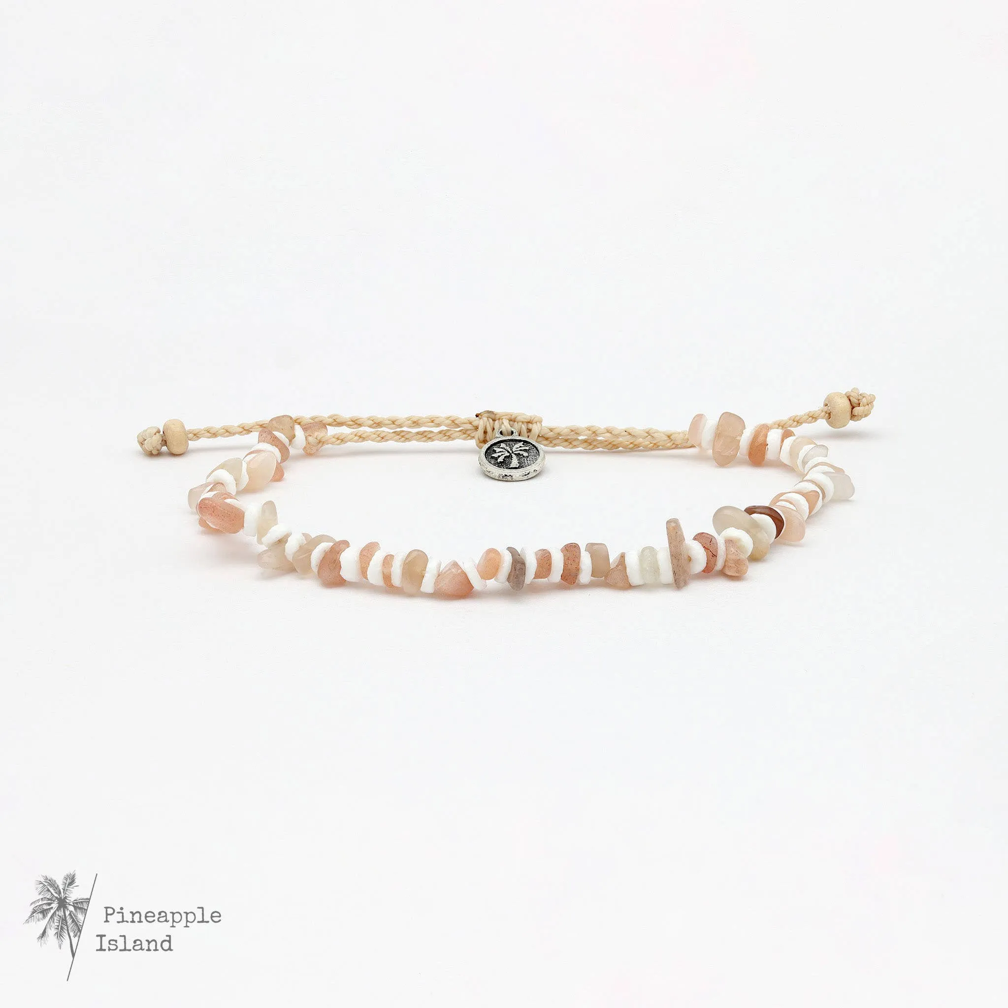 Pineapple Island - Dunes Stone Beaded Anklet, Surf Jewelry: Natural Tones