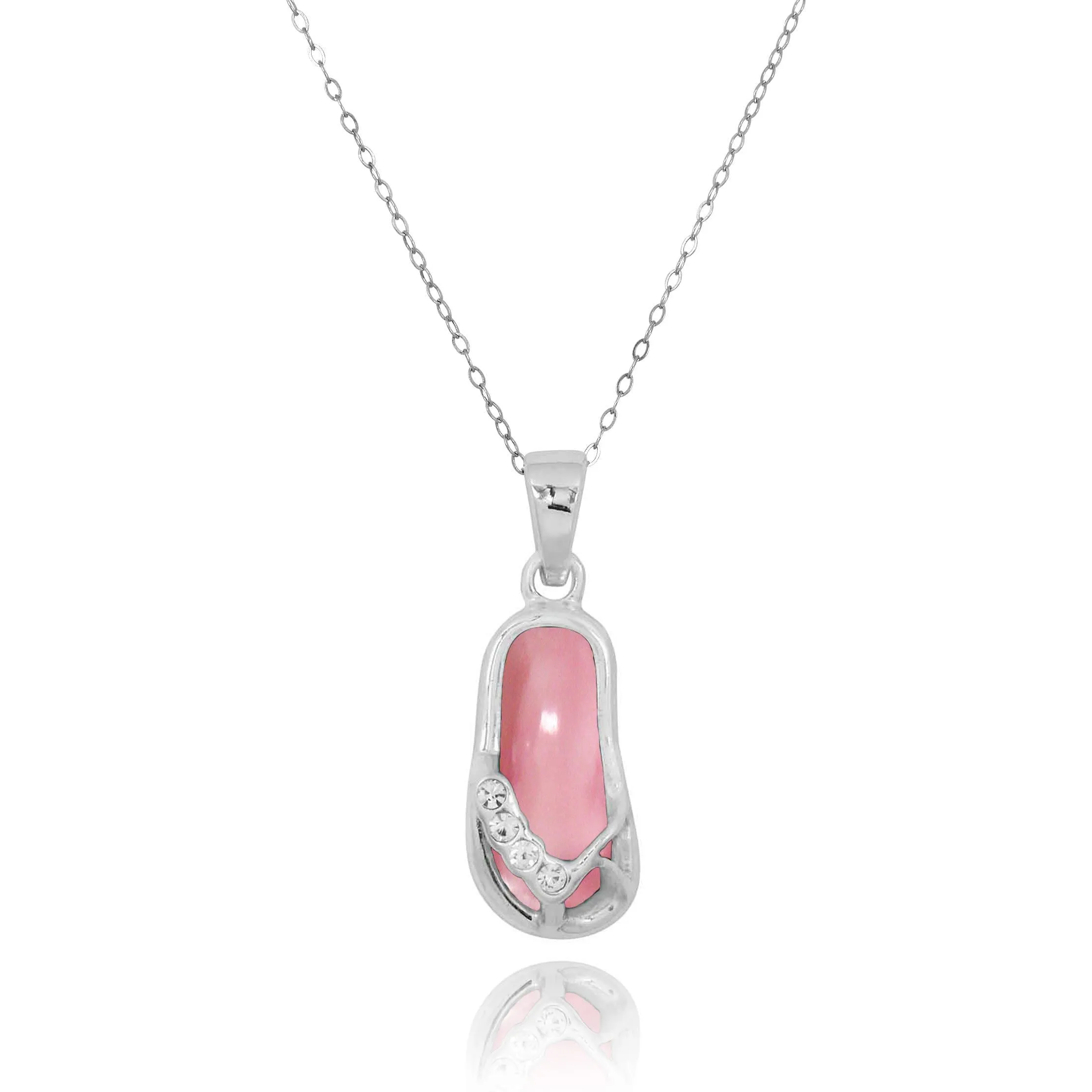 Pink Opal Flip Flop Pendant Necklace