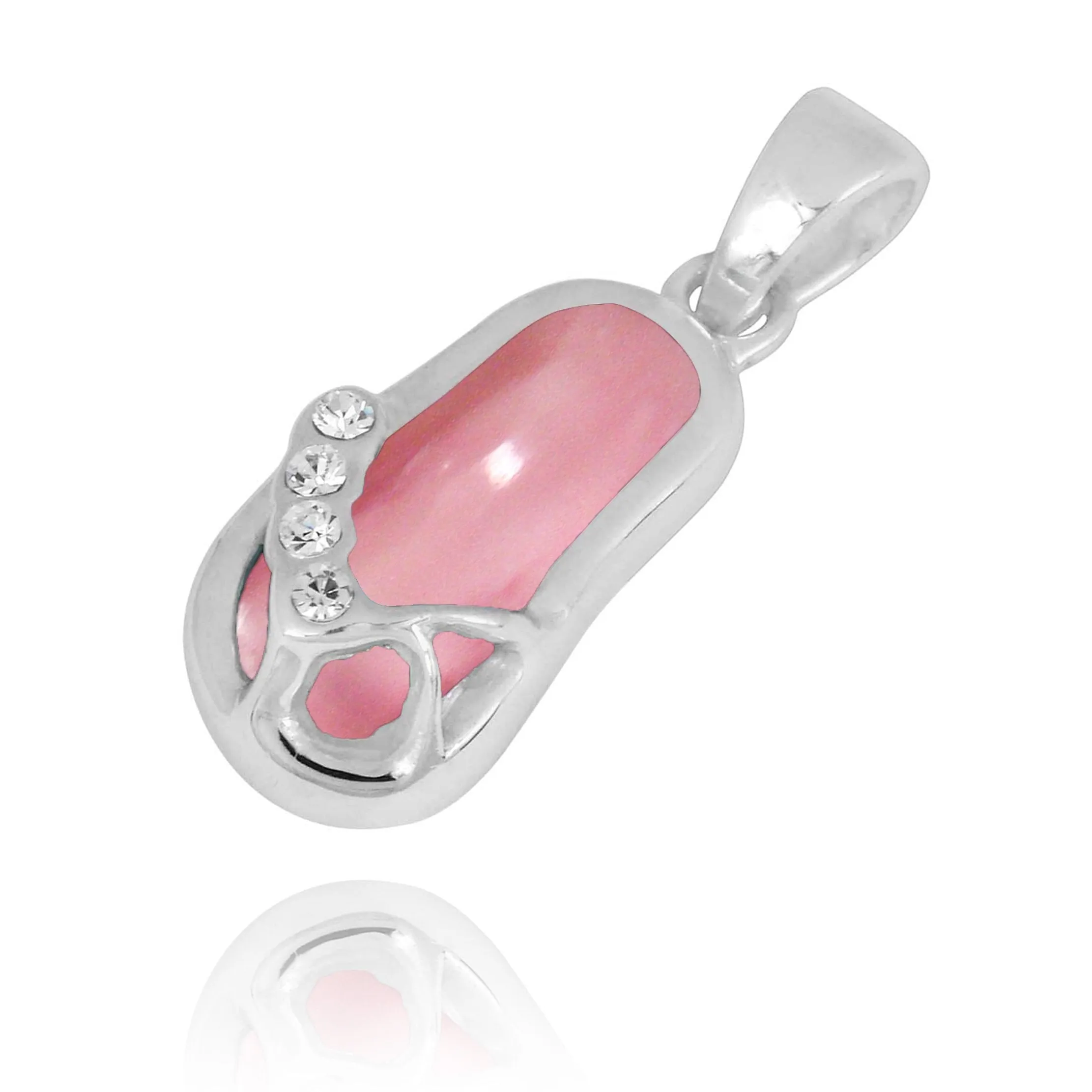 Pink Opal Flip Flop Pendant Necklace