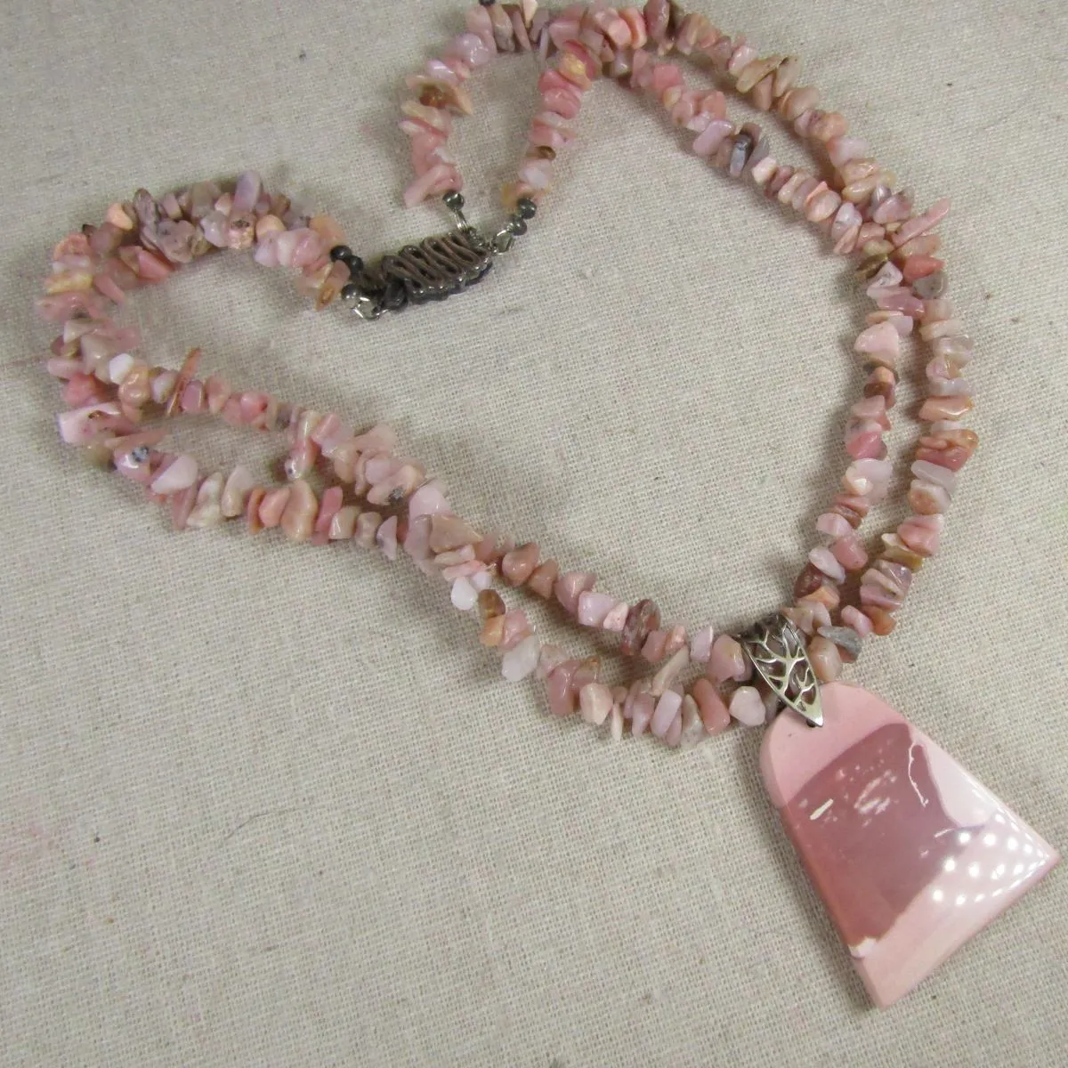 Pink Opal Gemstone Pendant Necklace Heirloom-quality Handmade