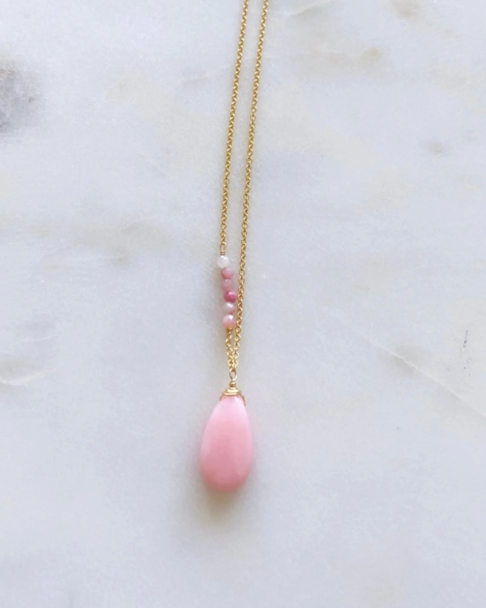 Pink Opal One Line Necklace