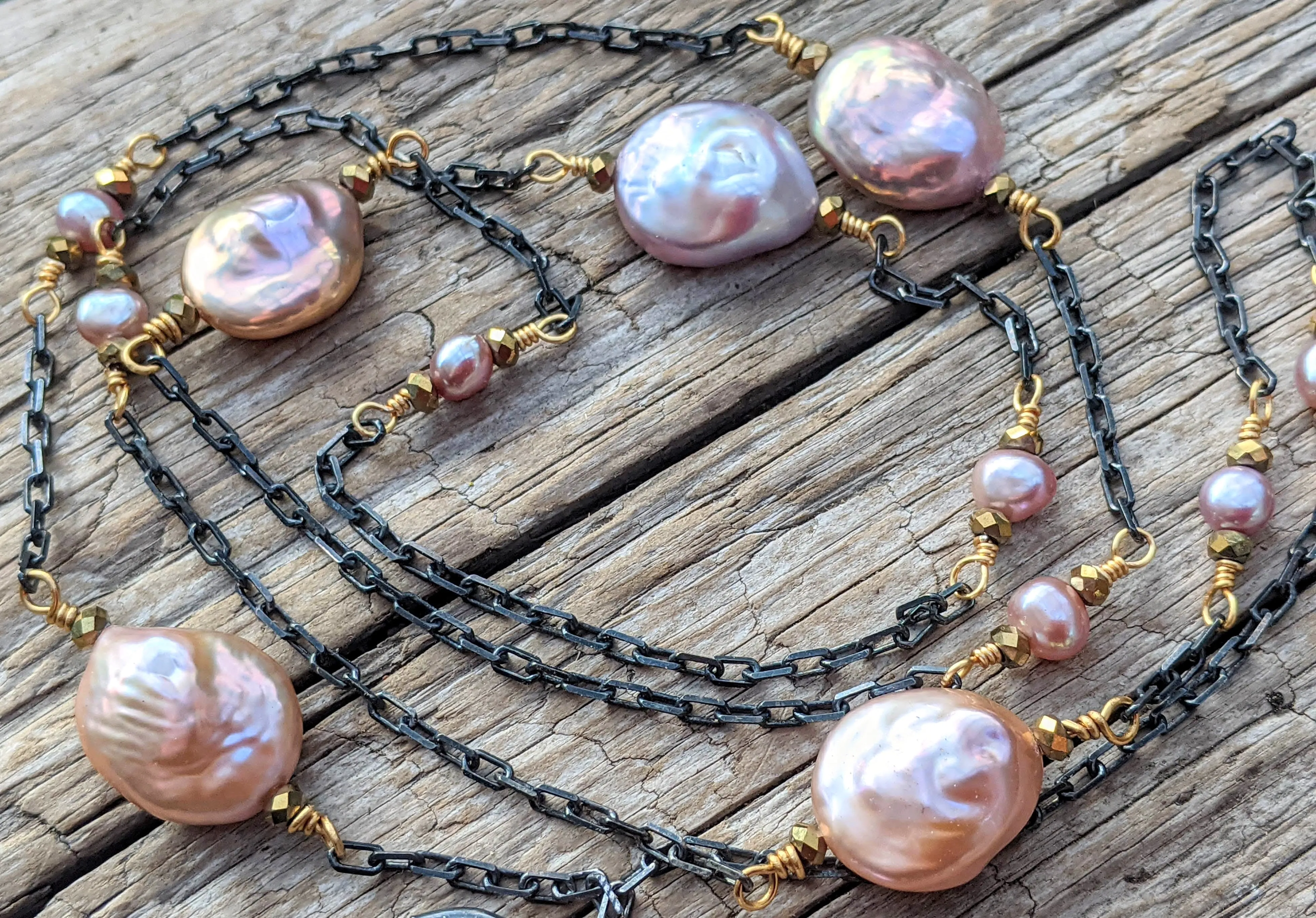 Pink Pearl Set Necklace & Earrings