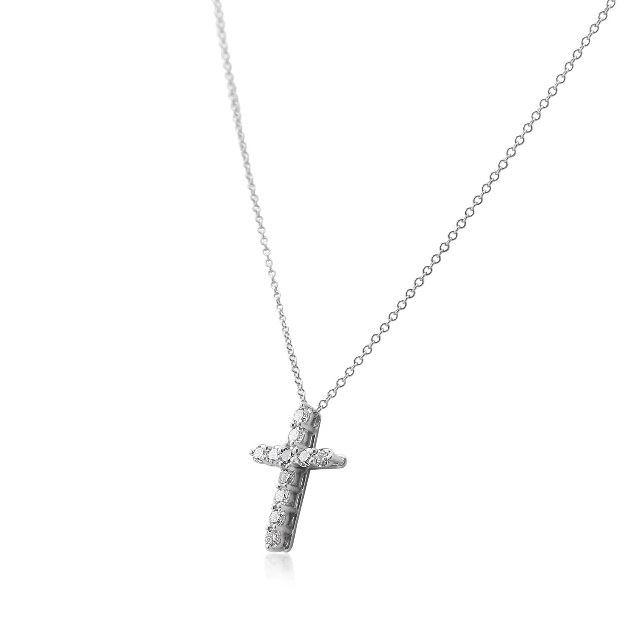 Platinum Tiffany & Co Diamond Cross Pendant on Necklace