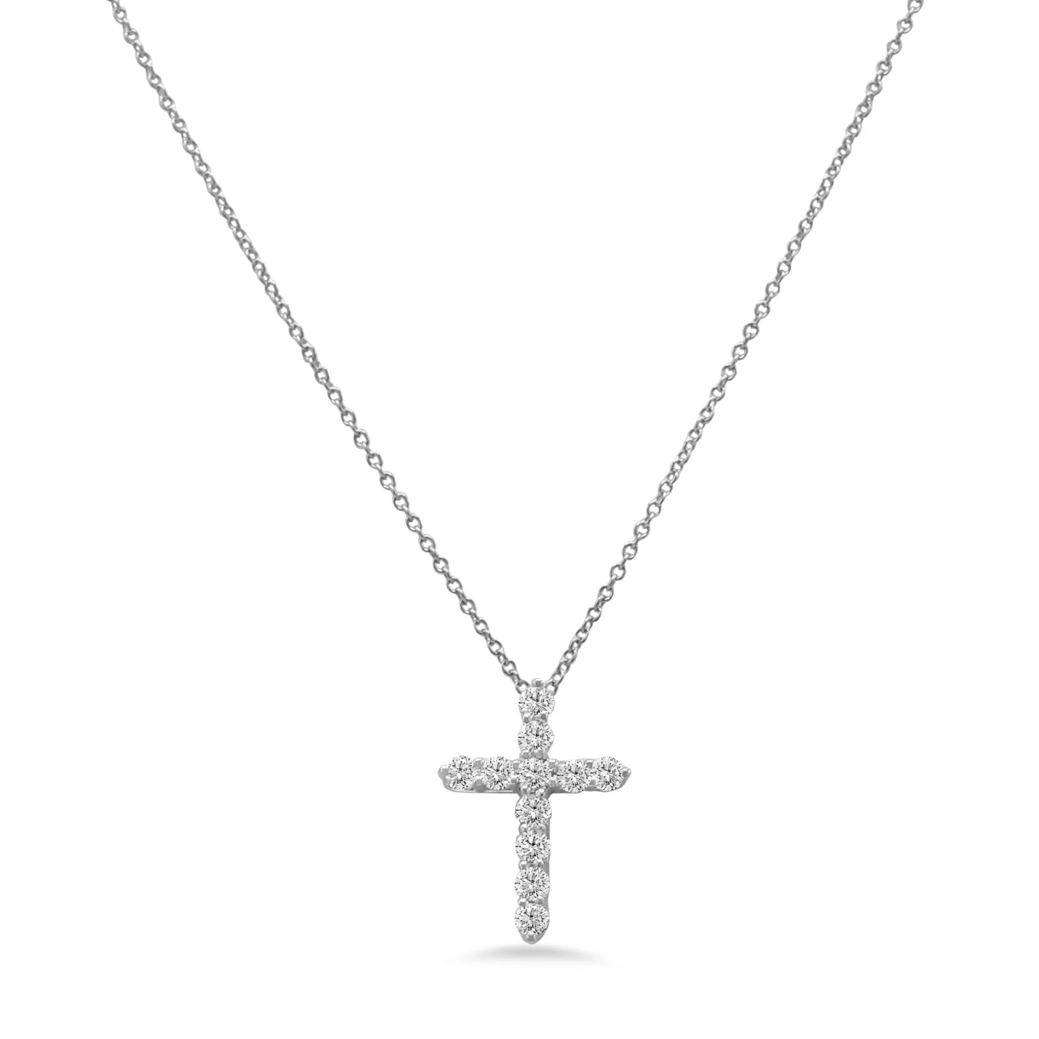 Platinum Tiffany & Co Diamond Cross Pendant on Necklace