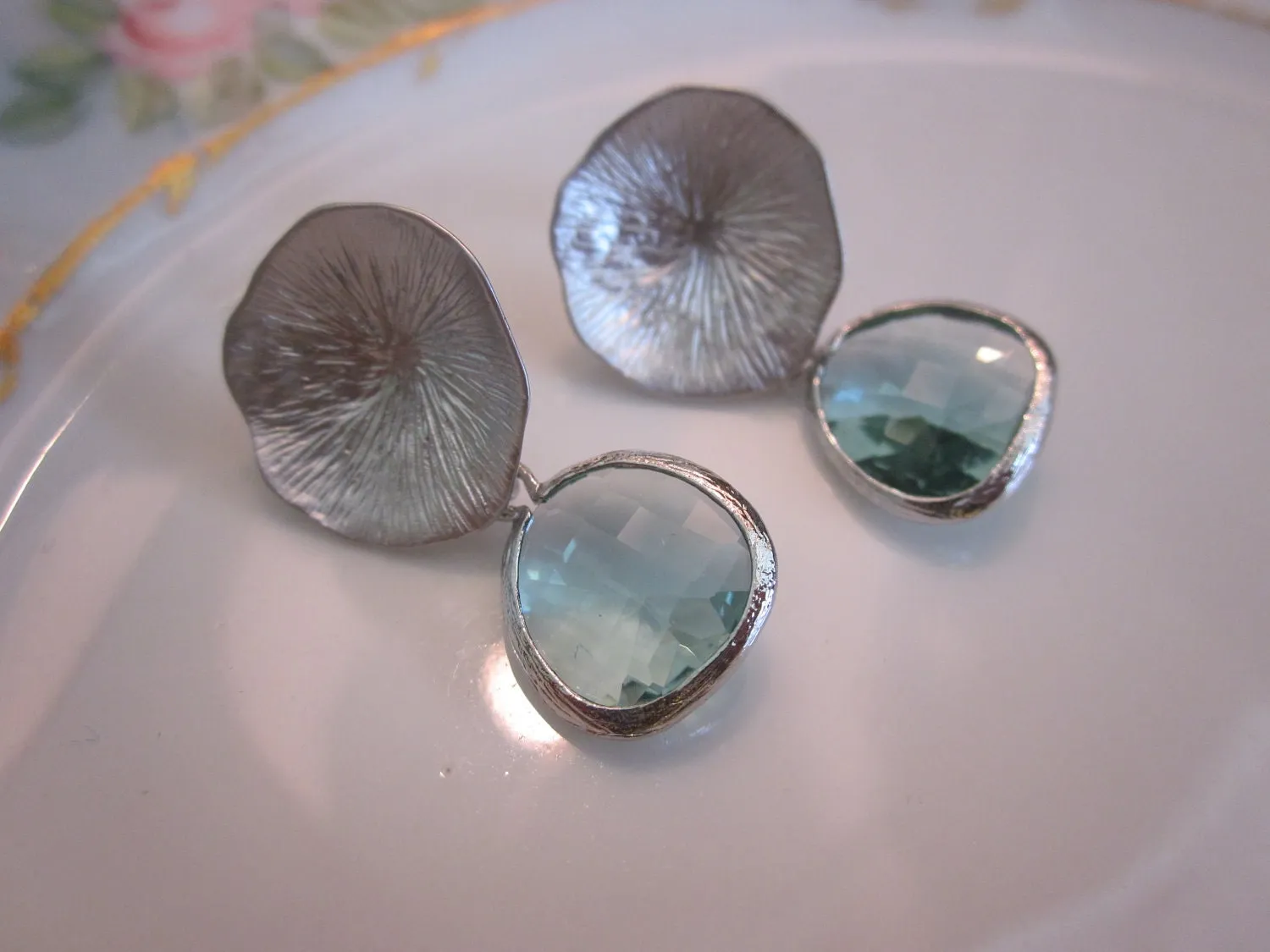 Prasiolite Earrings Silver Mushroom Coral - Bridesmaid Earrings - Bridal Earrings - Wedding Earrings