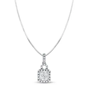 Pre-Owned 1/4 ct Princess-cut Diamond Necklace in 10K White Gold