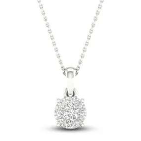 Pre-Owned Kay 1/10 ct Round-Cut Diamond Halo Necklace in 10K White Gold