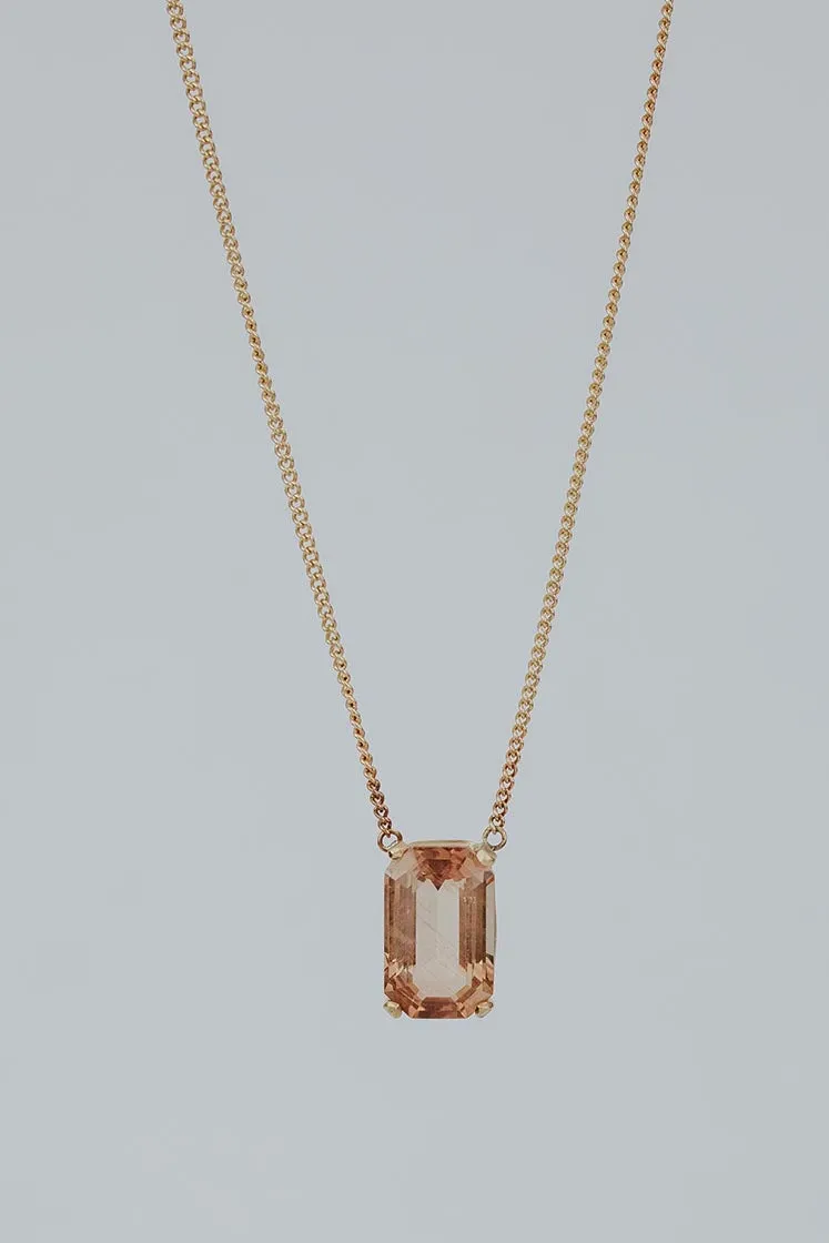 Prong Set Gemstone Necklace - Sunstone 14k