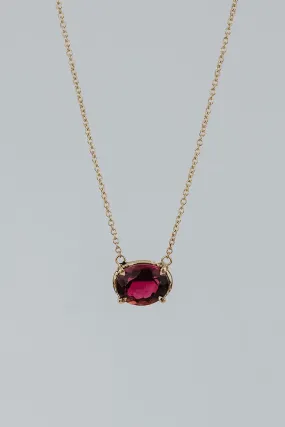 Prong Set Gemstone Necklace - Tourmaline 14K Yellow Gold