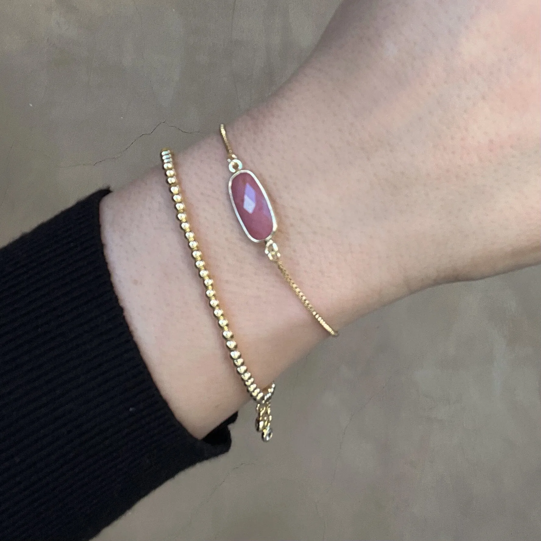 Pull Chain Bracelet: Rectangular Pink Opal (PBT780PO)