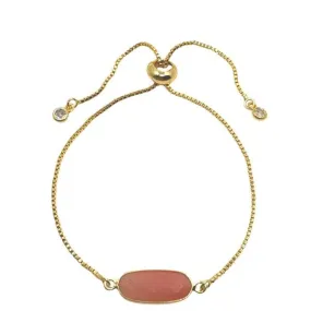 Pull Chain Bracelet: Rectangular Pink Opal (PBT780PO)