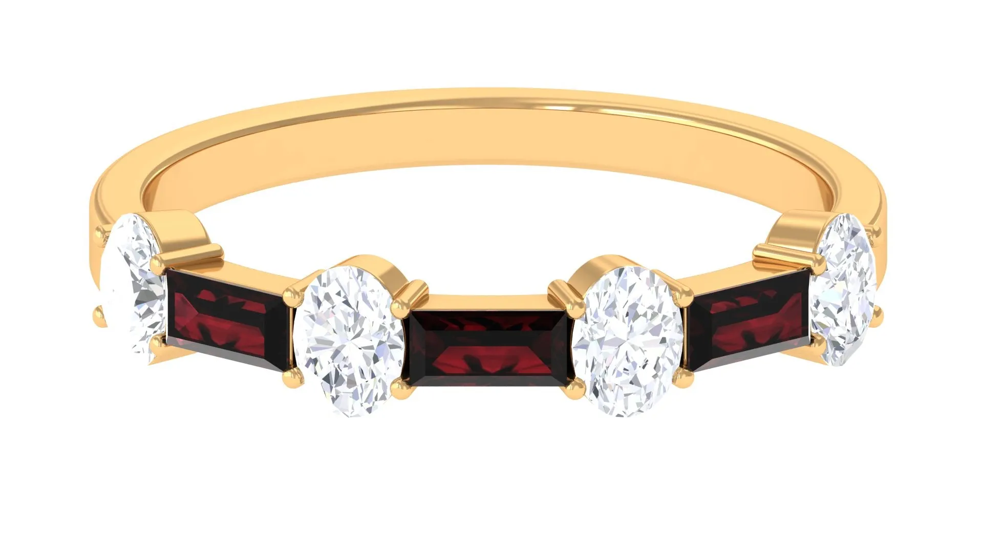 Pure Garnet and Diamond Half Eternity Ring