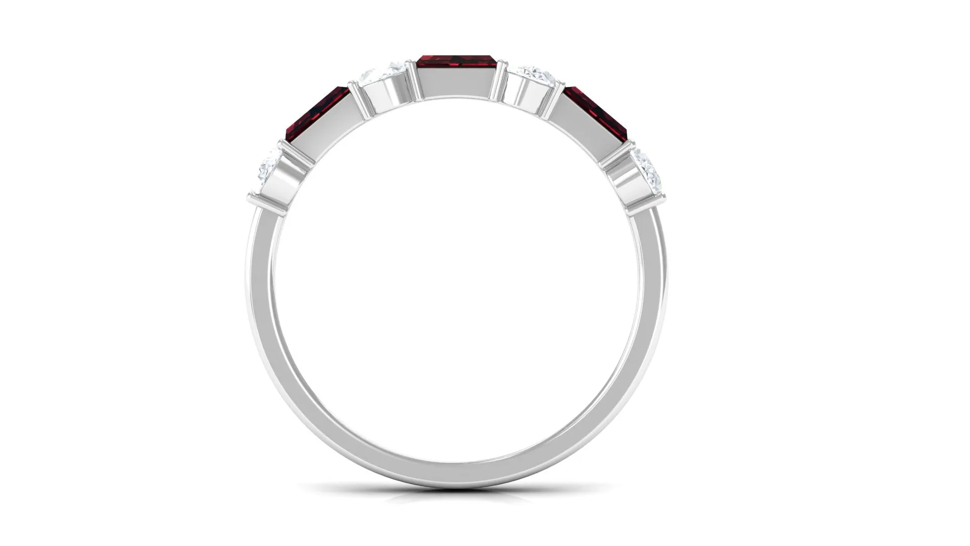 Pure Garnet and Diamond Half Eternity Ring