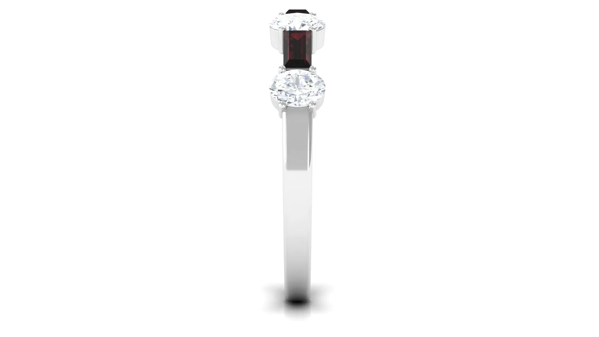 Pure Garnet and Diamond Half Eternity Ring