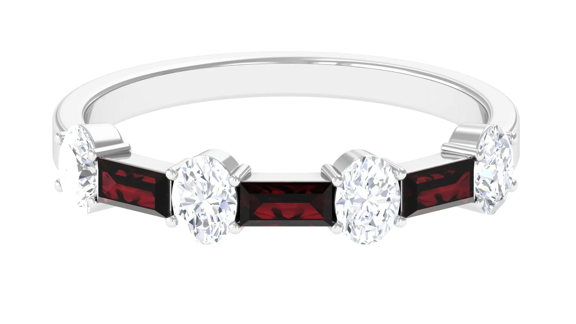 Pure Garnet and Diamond Half Eternity Ring