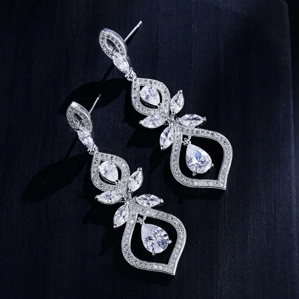 "Maxine" - Silver Cubic Zirconia Bridal Jewelry Set