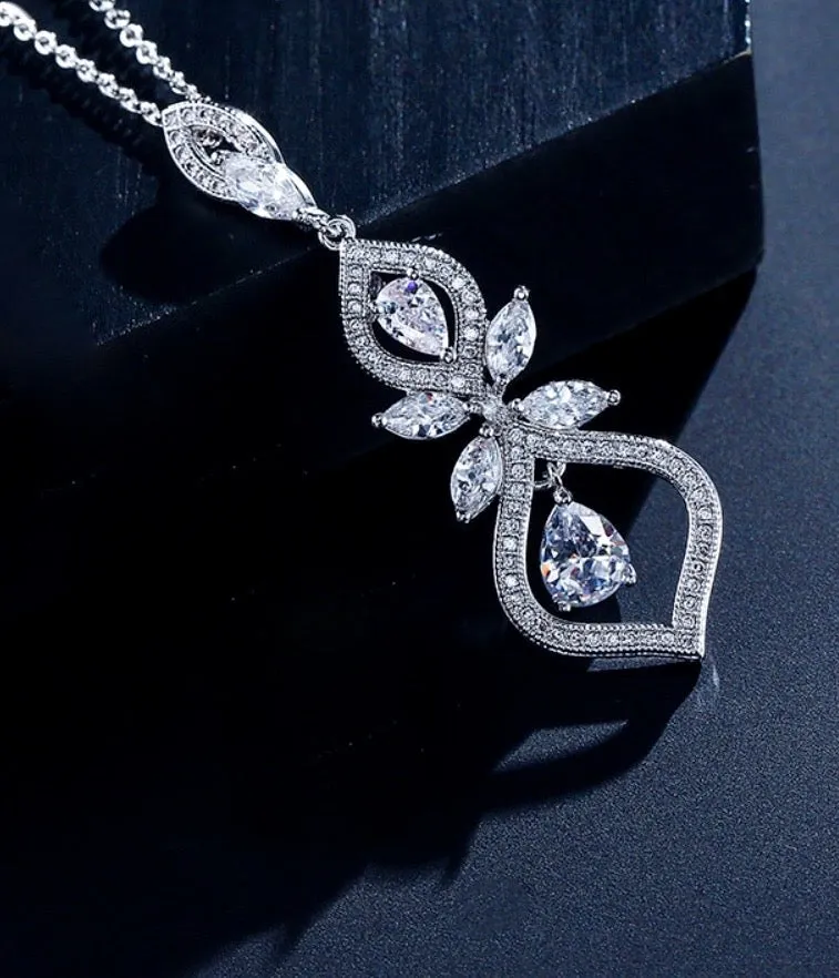 "Maxine" - Silver Cubic Zirconia Bridal Jewelry Set