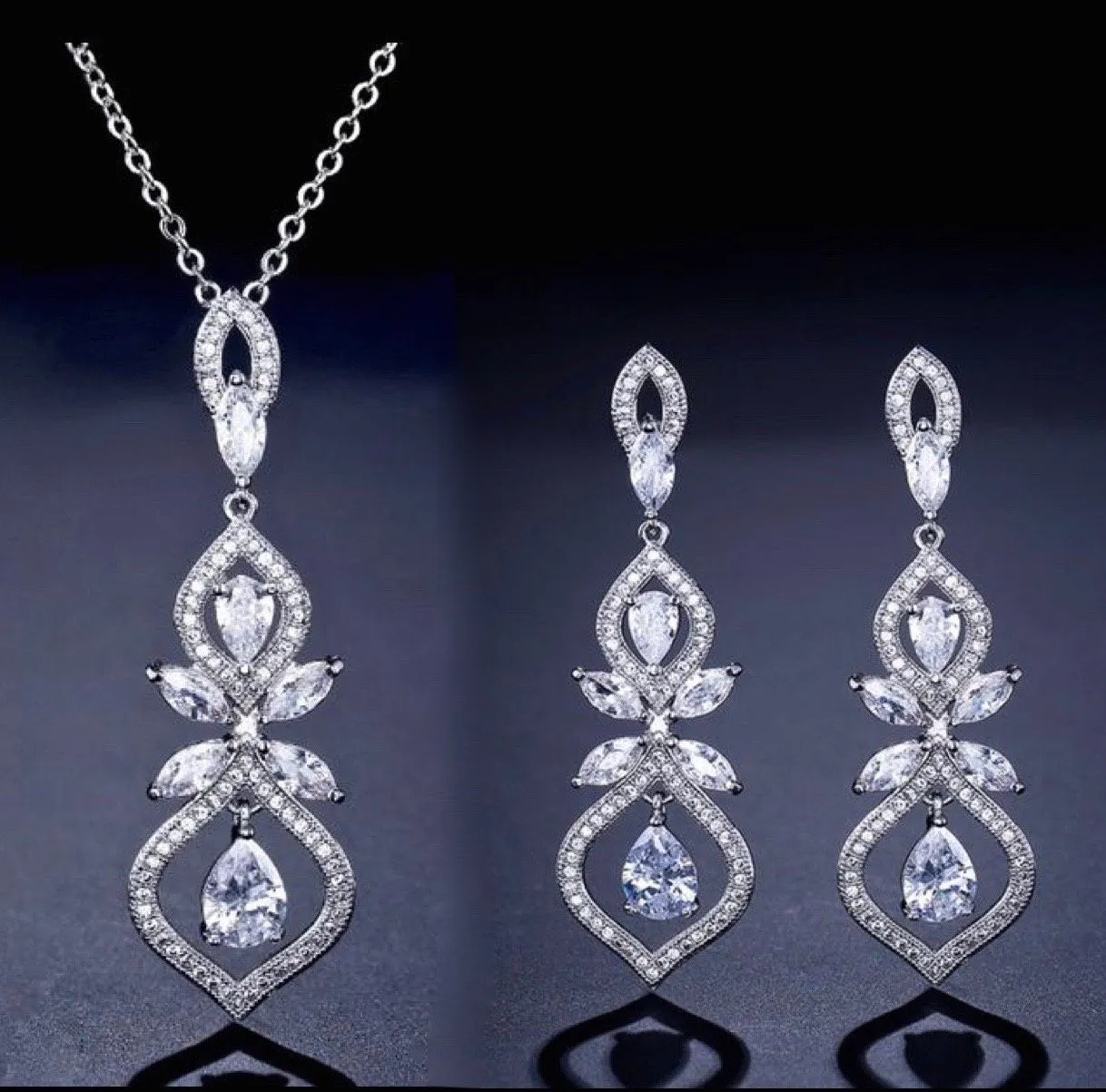 "Maxine" - Silver Cubic Zirconia Bridal Jewelry Set