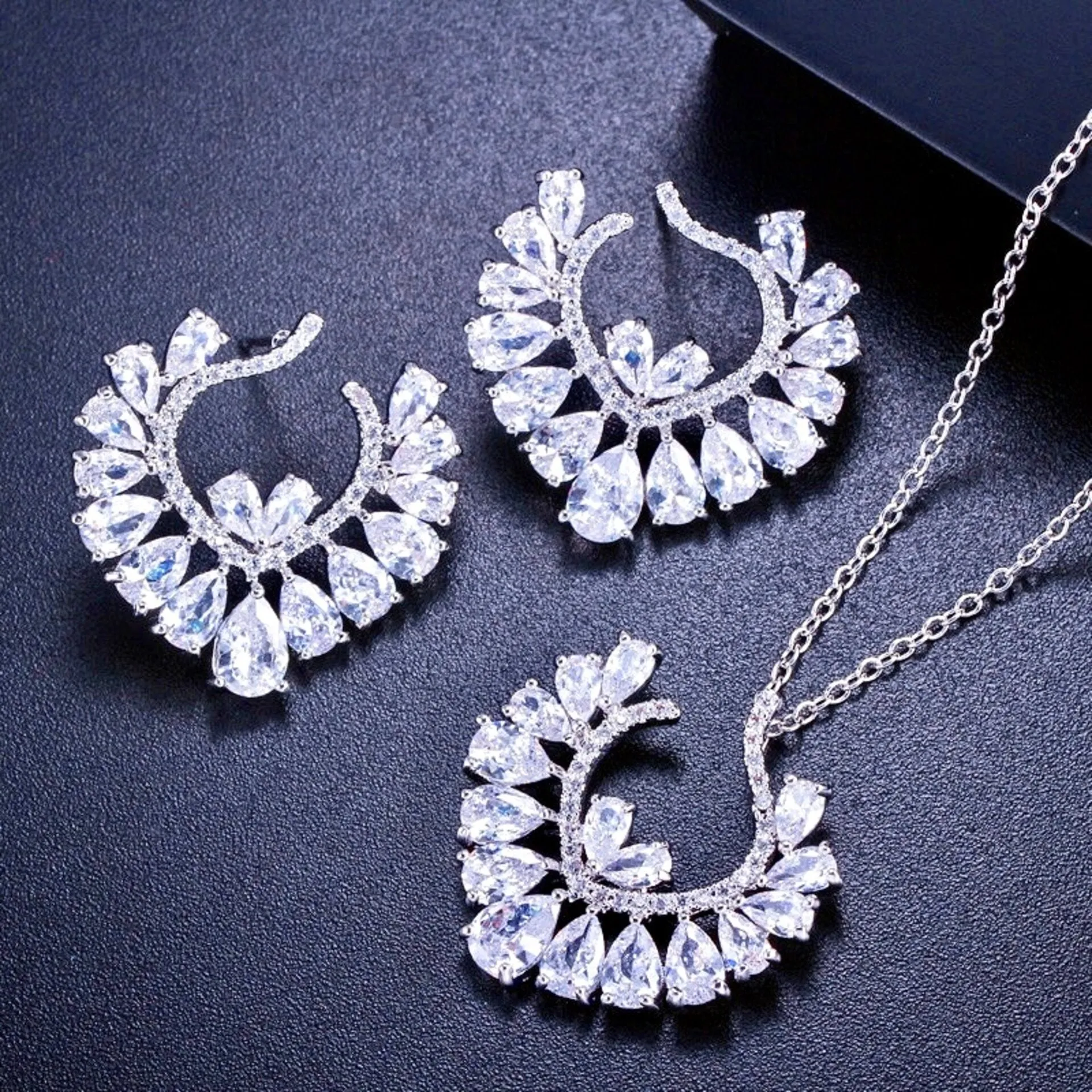 "Sage" - Silver Cubic Zirconia Bridal Jewelry Set