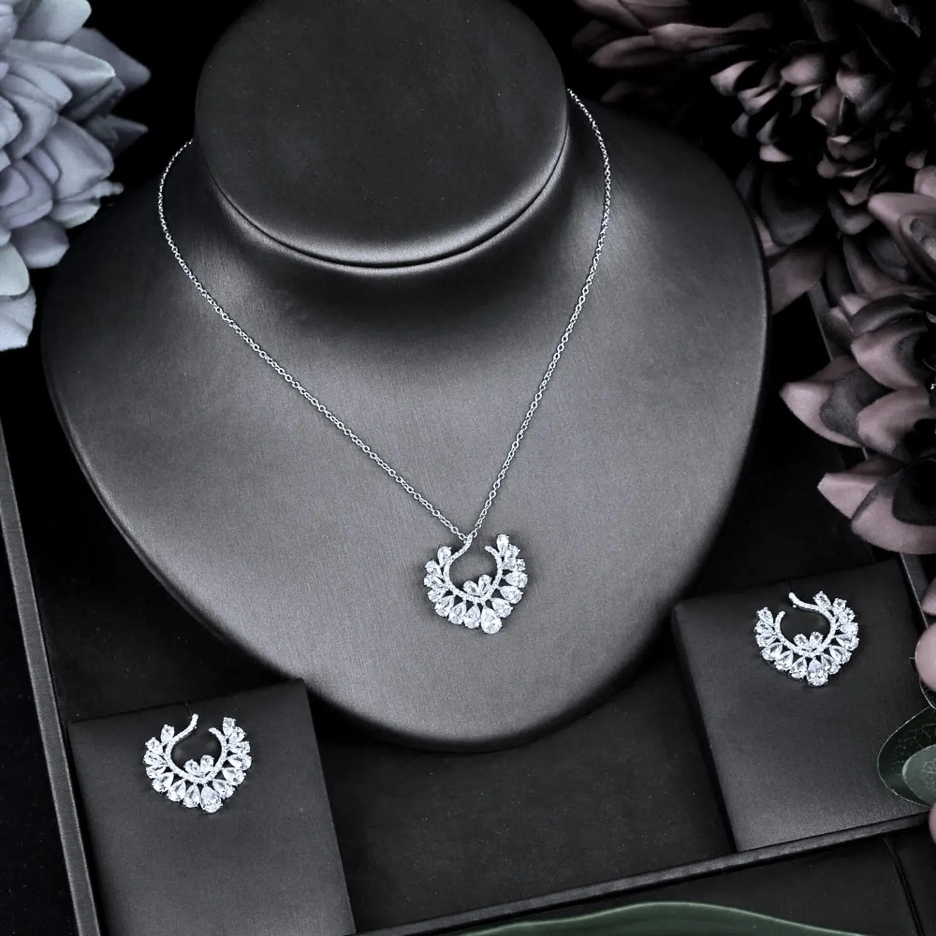 "Sage" - Silver Cubic Zirconia Bridal Jewelry Set