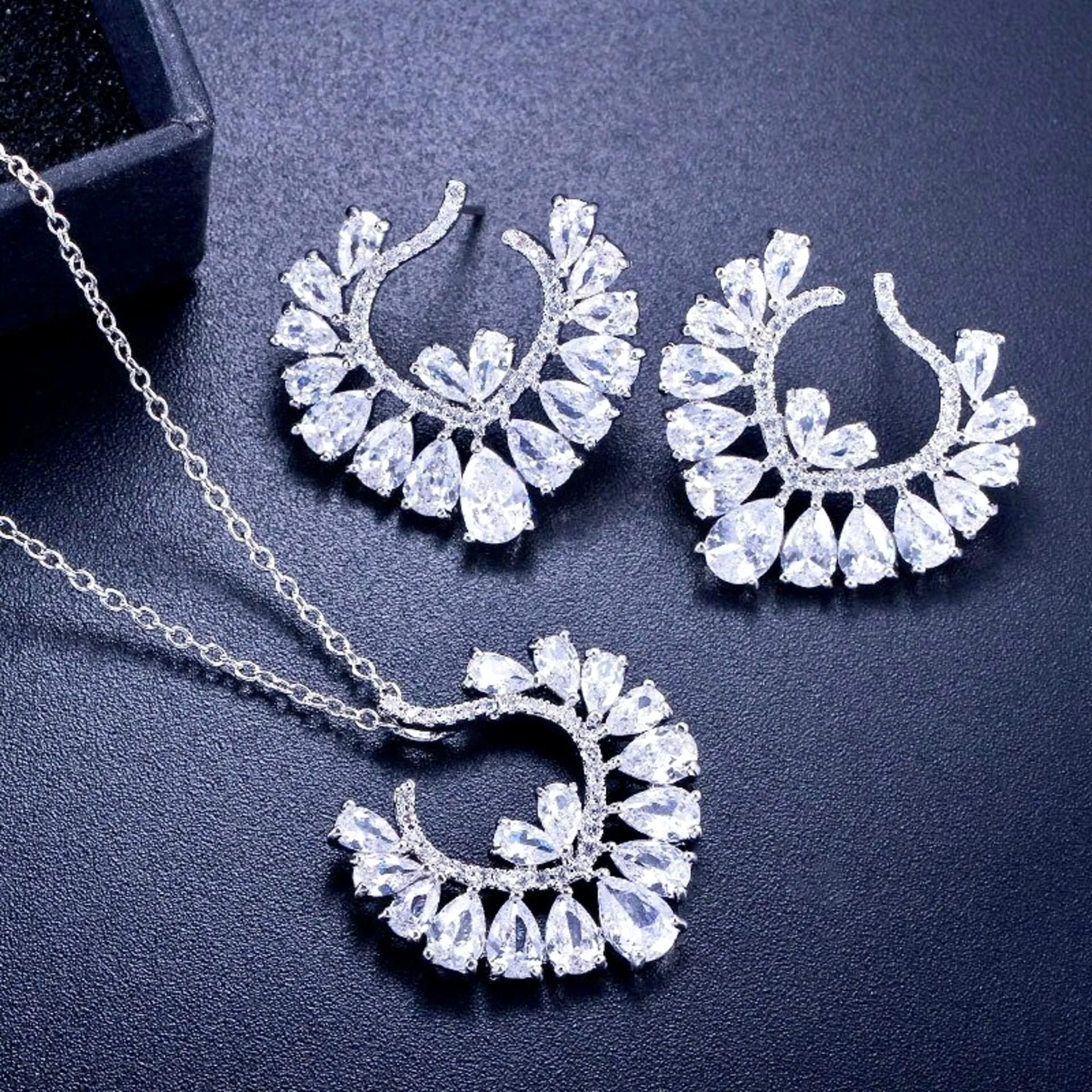 "Sage" - Silver Cubic Zirconia Bridal Jewelry Set