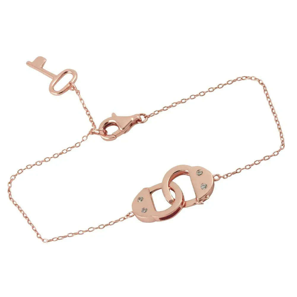 "Shades of Grey" Rosy Handcuff Bracelet with Key Charm