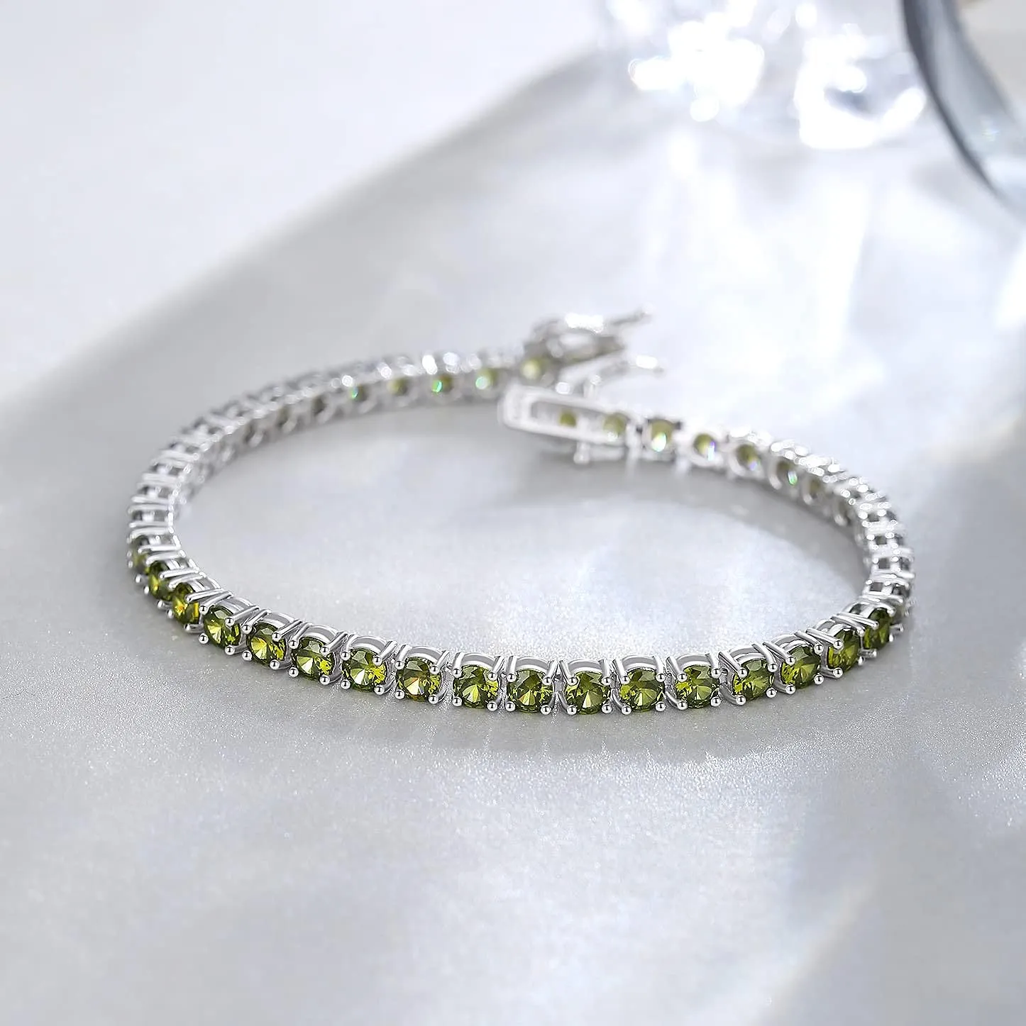 "Sunny Delight" Peridot Tennis Sterling Silver Bracelet